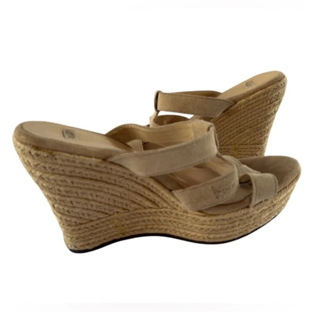 UGG Women's Tan Suede Wedge Sandals - size 7.5